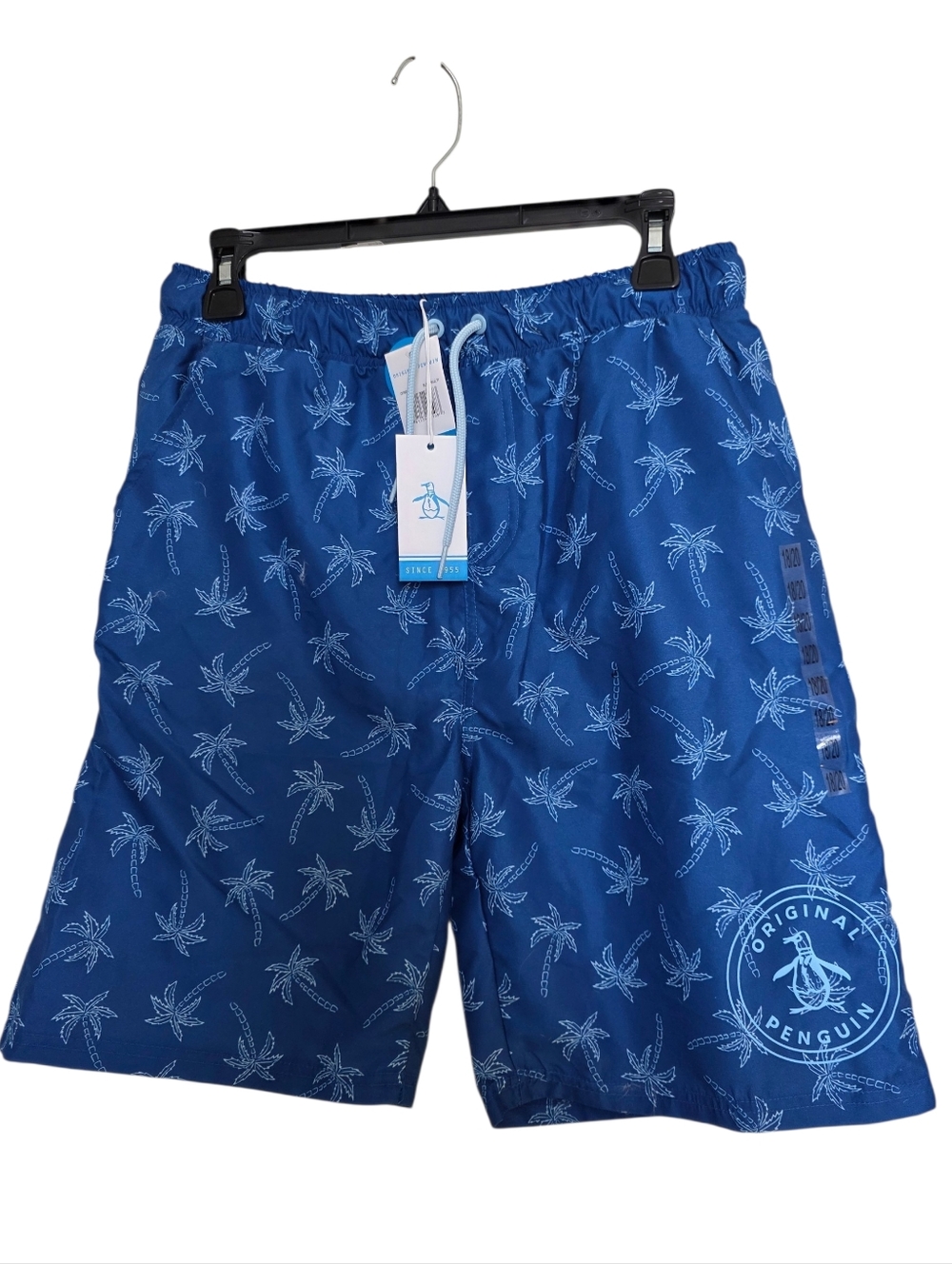 Original Penguin Kids Royal Blue Palm-Print Swim Trunks